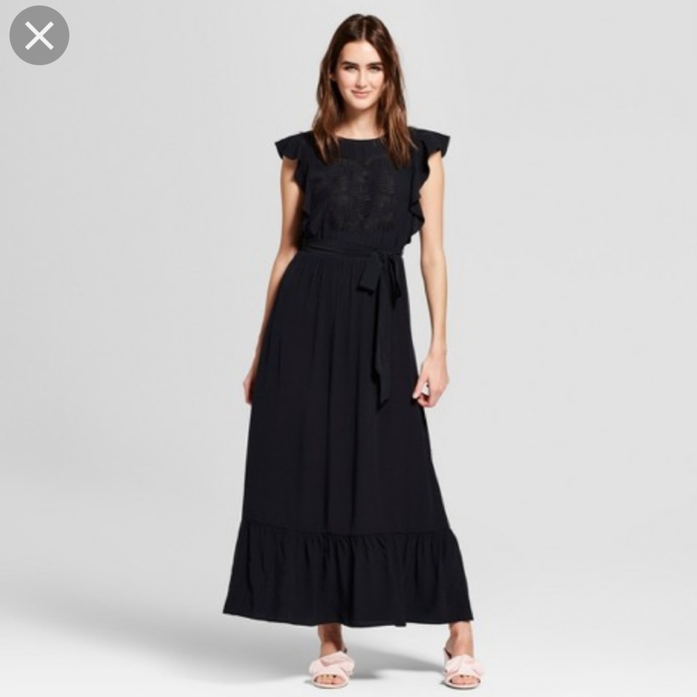 W H O  W H A T  W H E R E  Black Embroidered Dress